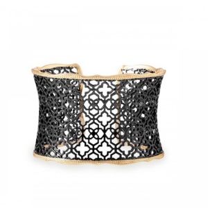 Kendra Scott Candace Gold Cuff Bracelet Gunmetal Filagree.